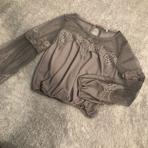 Long sleeve mesh Charlotte Russe top